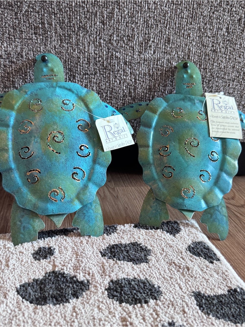 Regal Art & Gift Turquoise Metal Turtle Pair